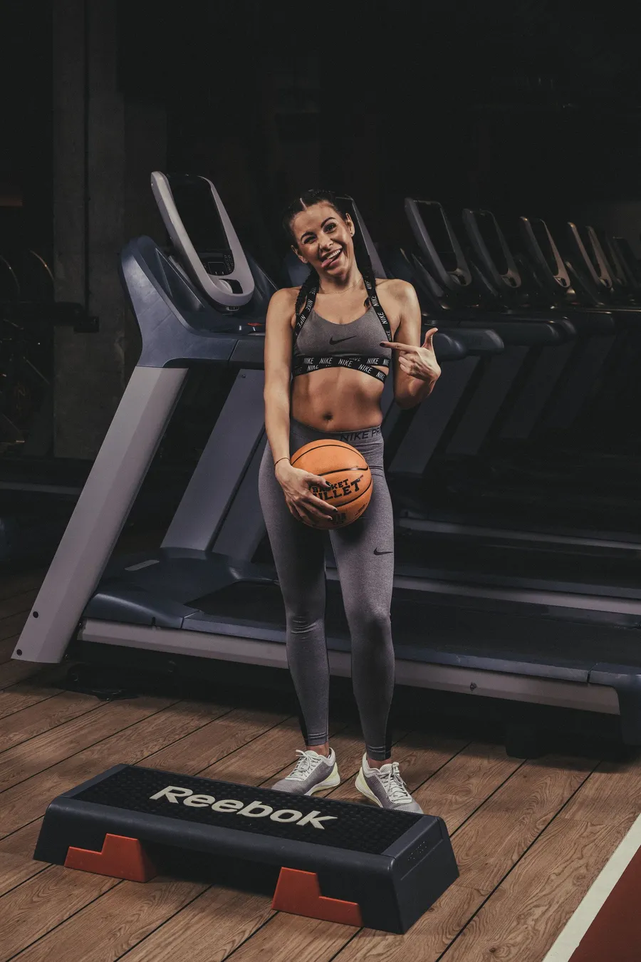 A Basket Bullet medicine ball backstage