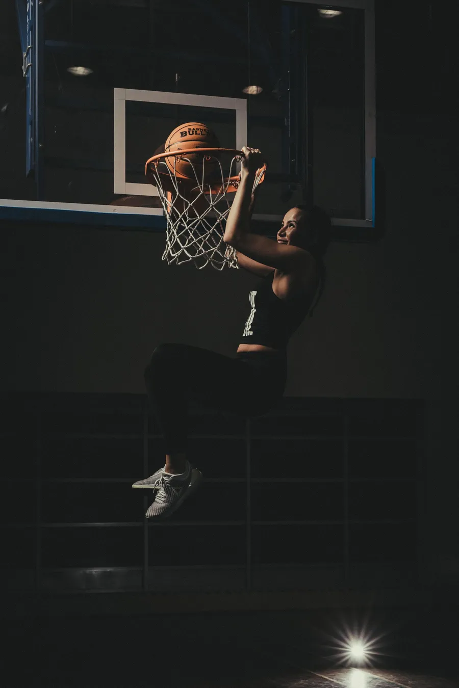A Basket Bullet medicine ball at the hoop