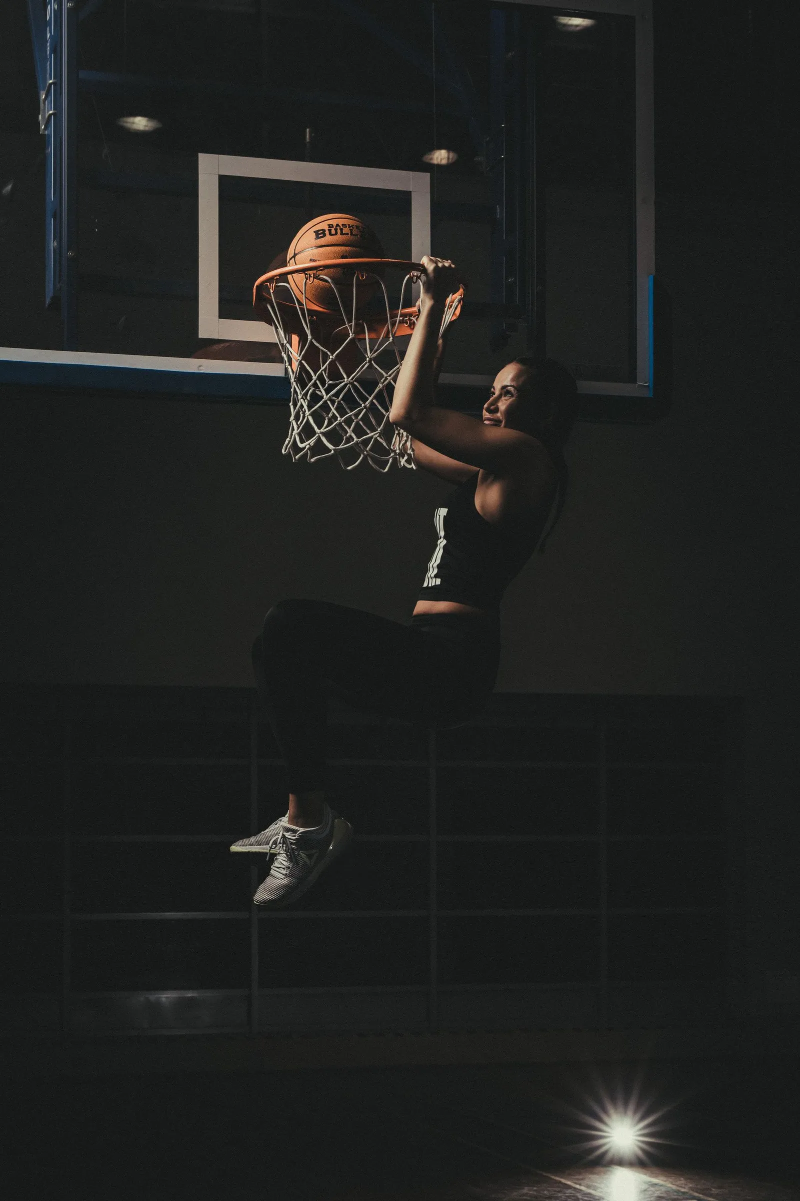 A Basket Bullet medicine ball at the hoop